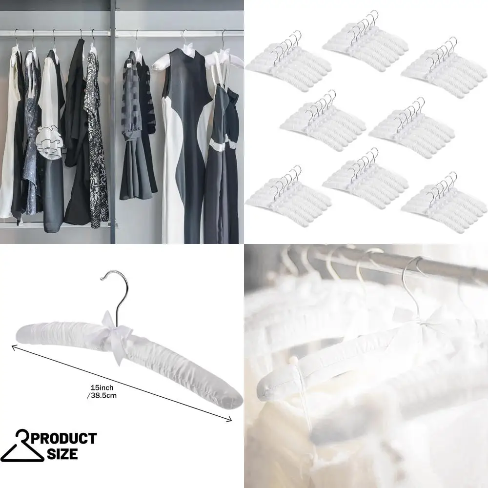 

Набор из 48 атласных вешалок с поворотом на 360 градусов ° Поворотные крючки и держатели-губки для пальто, свитеров и женской одежды (белые)