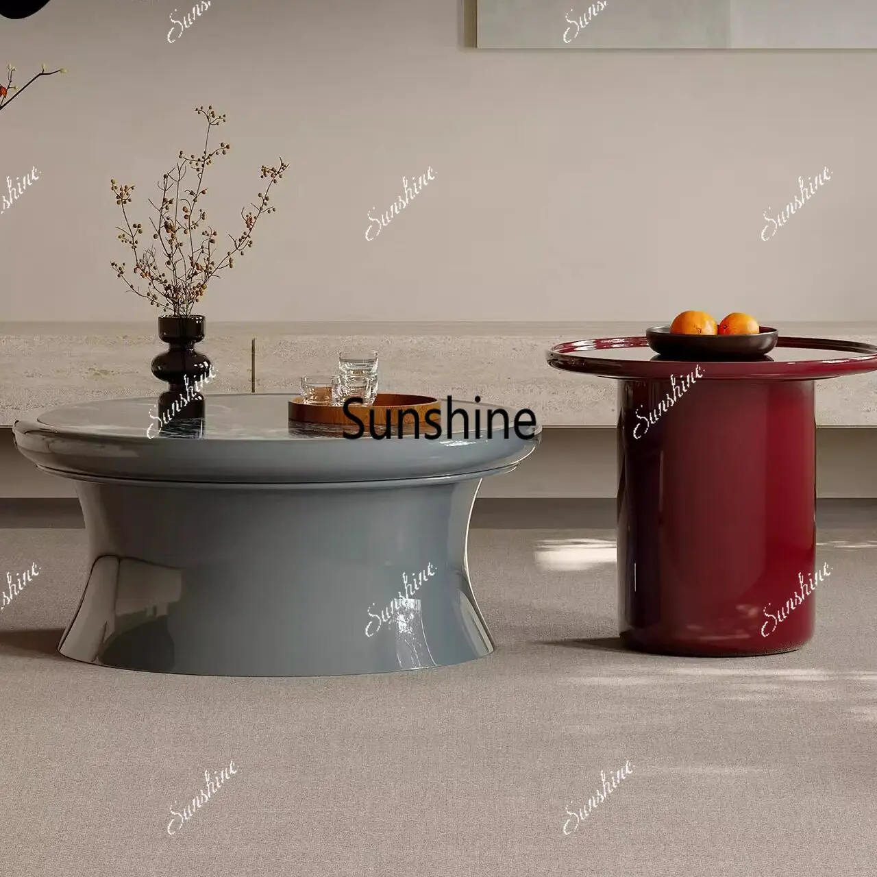 

Italian minimalist combination high-end microcrystalline stone creative living room home coffee table