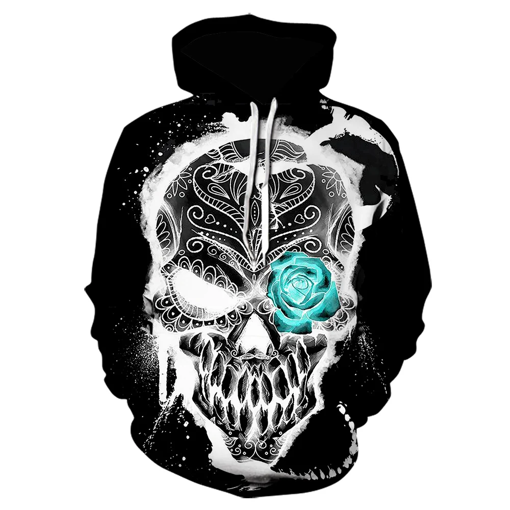 

Vintage Skull Print Sweatshirt Men Clothing Long Sleeve Casual 3D Print Tracksuit Men Fashion Hooded Shirt Fashion Sweatshirts