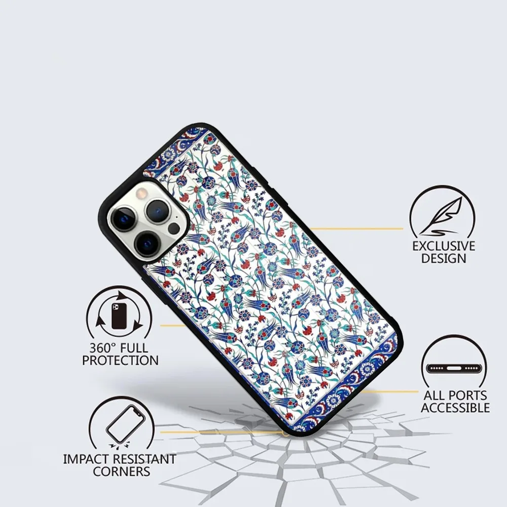 Azulejo Case ceramic glazed tile   Phone Case For iPhone 15,14,13,12,11,Plus,Pro,Max Mini Magsafe Magnetic Wireless Charging