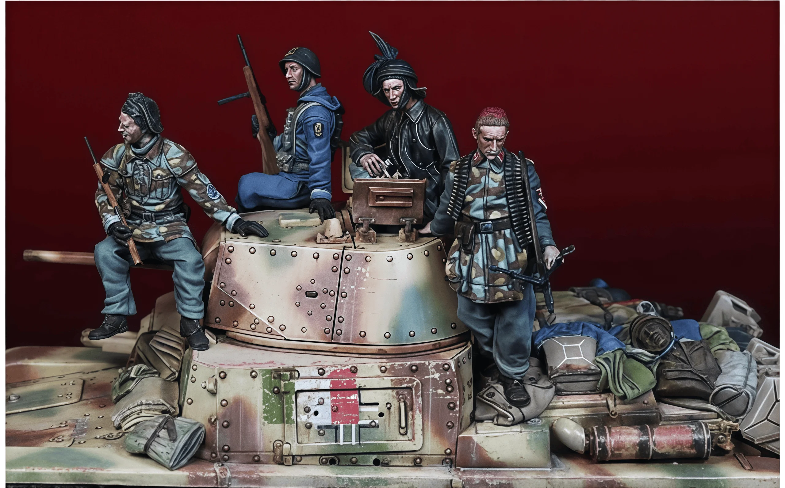 

1: 35 Casting Resin Model Assembly Kit, GK, Tank Crew (4 People with Accessories), Unpainted