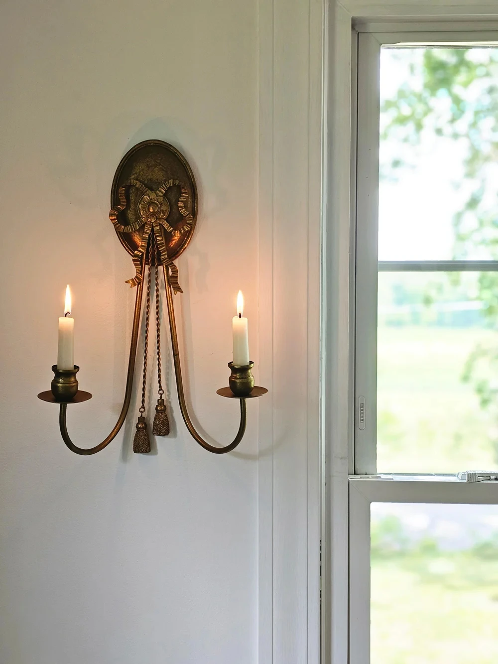 

Farmhouse Gold Double Taper Candle Wall Sconce