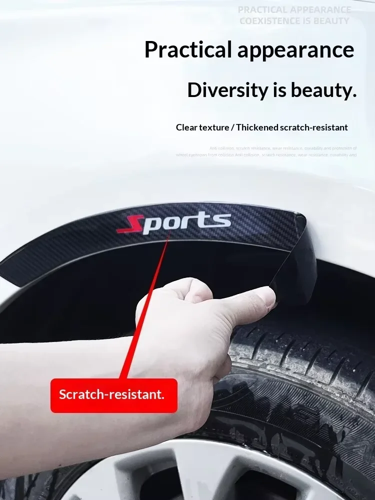 4Pcs Car Wheel Arch Trim Sticker Carbon Fiber Sports Style Anti‑Scratch Fender Protector Decal