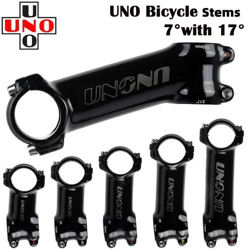 UNO 라이트 블랙 줄기 자전거 초경량 7 17도 MTB 도로 줄기 포크 28.6 31.8mm 60/70/80/90/100/110/120/130mm 자전거 라이저 