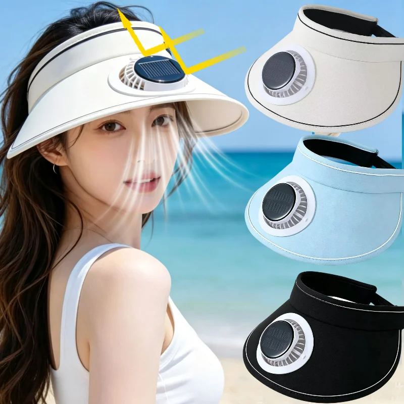 Cooling Solar Sunscreen Hat Visor Hat Empty Top Sunshade Beach Sunshade Caps Women Summer Outdoor Universal Solar Large Brim Cap
