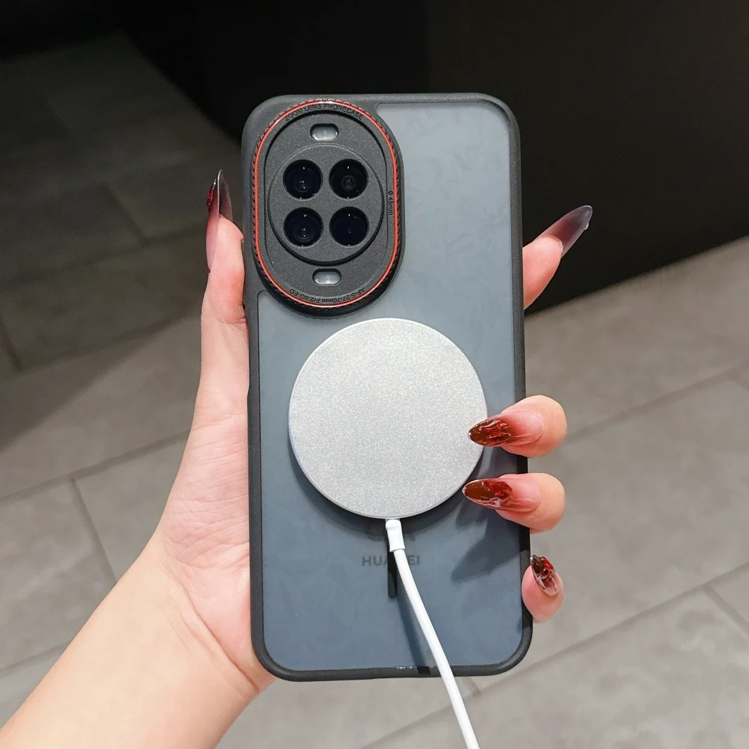 

For Huawei Nova 14 Ultra Pro Case Magsafe Magnetic Charging Black Camera Cirlce Texture Mobile Phone Cover