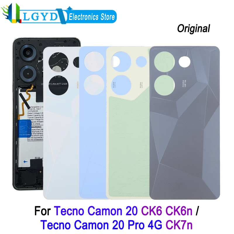 High Quality Battery Back Cover For Tecno Camon 20 CK6 CK6n / Camon 20 Pro 4G CK7n, Rear Cover Repair Replacement Part