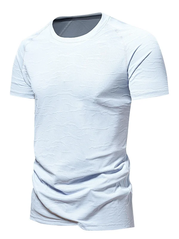 

New 2026 Men's Qui Dry Elastic ort Sve T-irt round Ne Color Embroidery Fitn Training Top Sportswear