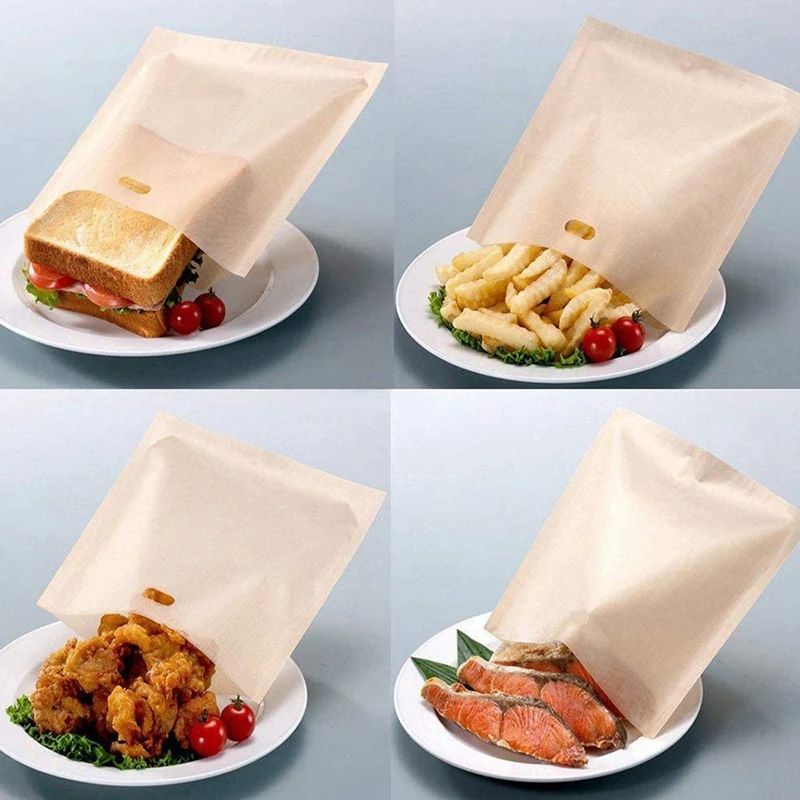 A01V-10 Pcs Toaster Bags, Non Stick Toaster Storage Bags Reusable Snacks Bags For Microwave Grill Toaster