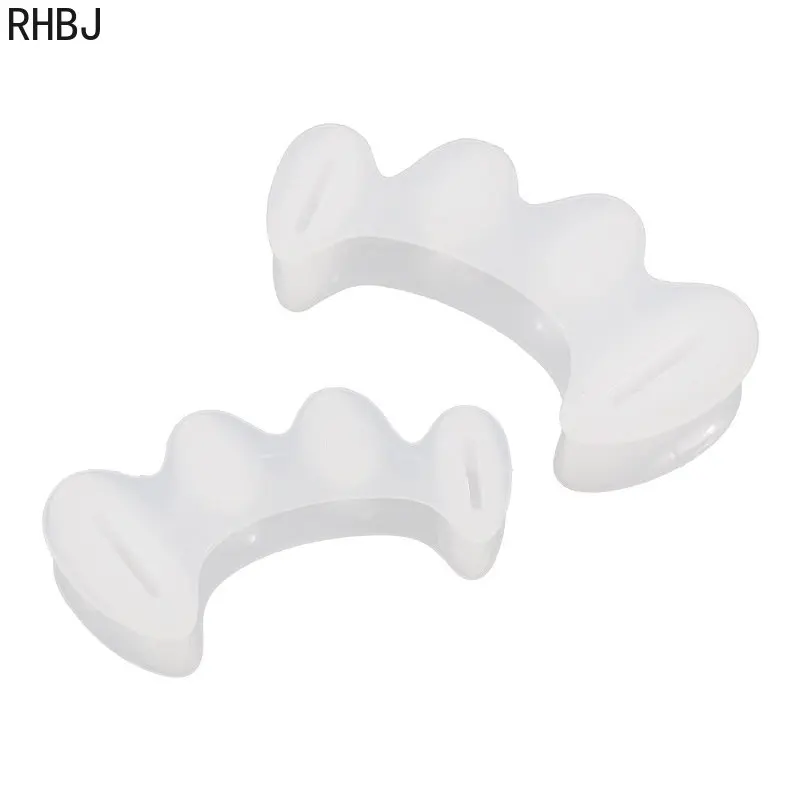 RHBJ 2Pcs=1Pair Hard Silicone Toe Finger Separator 3 Hole Hallux Valgus Orthopedic Spacers Bunion Overlapping Foot Corrector