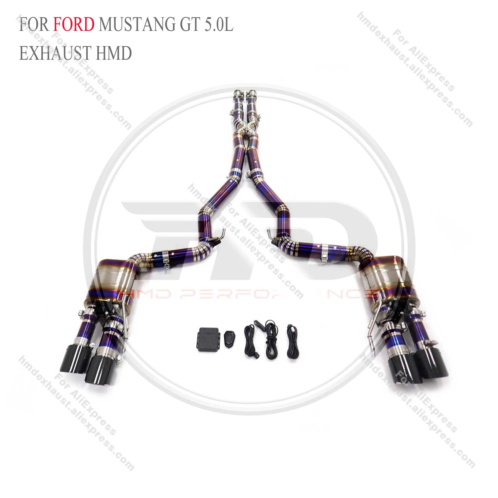 HMD Catback for Ford Mustang GT 5.0L Titanium alloy Exhaust System Performance with Car Valve Muffler