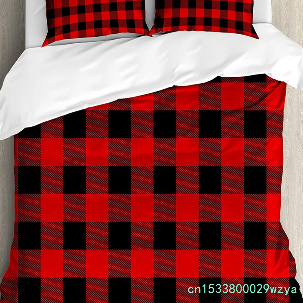 Kariertes Bettwäscheset mit Bettdecke, Bettbezug und Kissenbezügen von Lumberjack Fashion im Buffalo-Stil, Karomuster, Bettbezug für Doppelbett