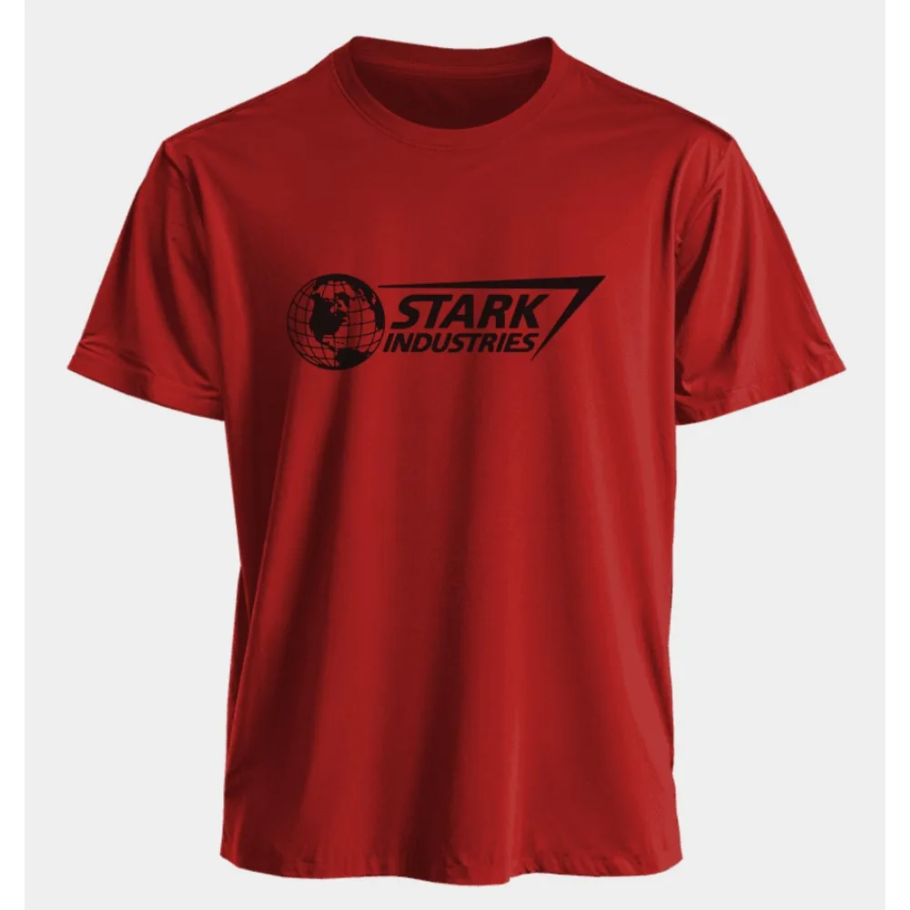تي شيرت Marvel للرجال والنساء من Iron Man Stark Industries صيفي أمريكي للربيع والخريف بأكمام قصيرة رياضي كبير الحجم