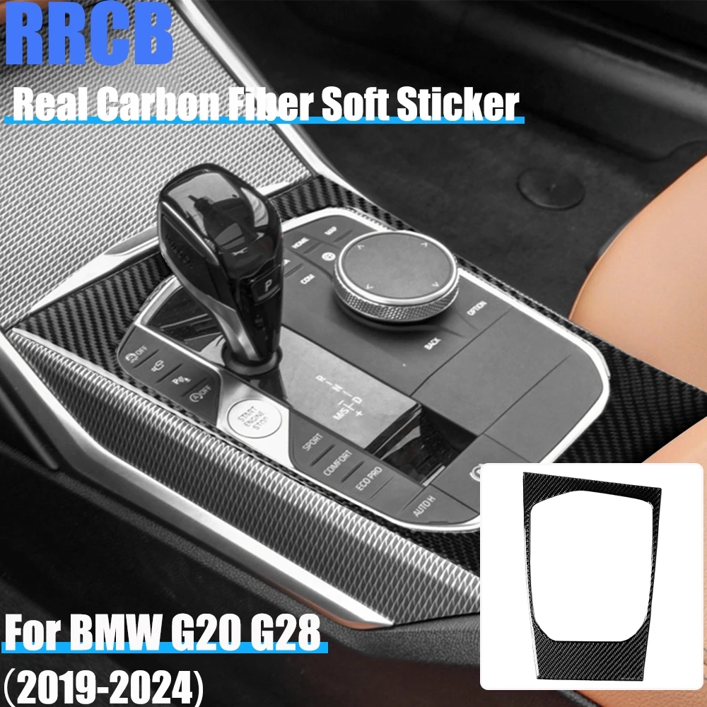 

Real Carbon Fiber Car Accessories Gear Shift Surround Cover Soft Sticker For BMW 3 Series G20 G28 325li 330d 335 M4 2019-2024