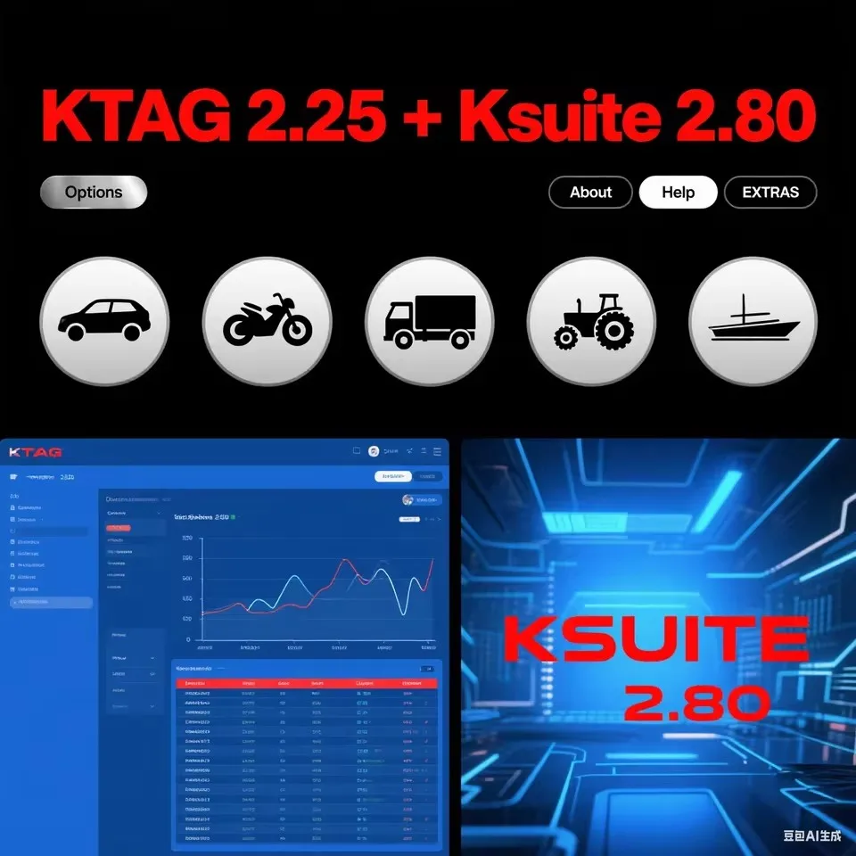 برنامج Ksuite 2.80 KTAG 2.25 يعمل مع KE SS V2 V5.017 للسيارات/الشاحنات/الدراجات/الجرارات سرعة الجري المحسنة للانتظار