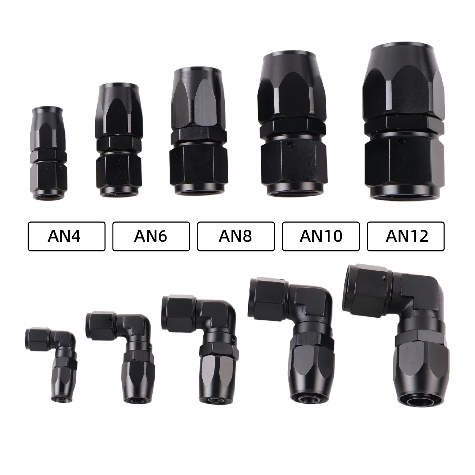 Broyear Aluminium AN4 6 8 10 12 Geschmiedeter Schwenkbarer Schlauchendadapter für Ölkühler und Kraftstoffleitung, Gerade 45 90 Grad – Detail 4