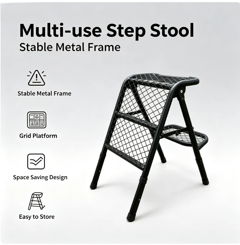 Multipurpose Foldable Tire‑Mount Ladder Heavy‑Duty Steel Camping Table for SUV Off‑road Roof Access Tailgate Outdoor Camping Use