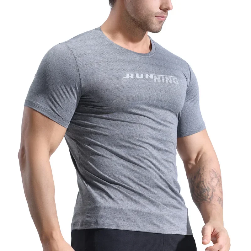 Bodybuilding Oversize T Shirt Quick-dry Sport T Shirt Muscular Men Running Fitness Gym Ice Silk Short Sleeve Compression Tops