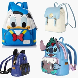 Fashion Backpack High Quality Cartoon Leisure Bag Mickey Mouse PU Leather Backpack Cartoon Lotso Stitch Cute Girl Storage Bag