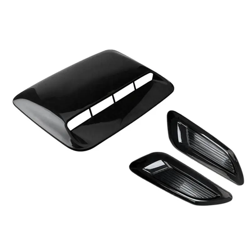 A02Q-Car Air Flow Intake Hood Scoop Vent Bonnet Decor Cover Center Side Air Outlet Hood Auto Exterior Parts Universal B