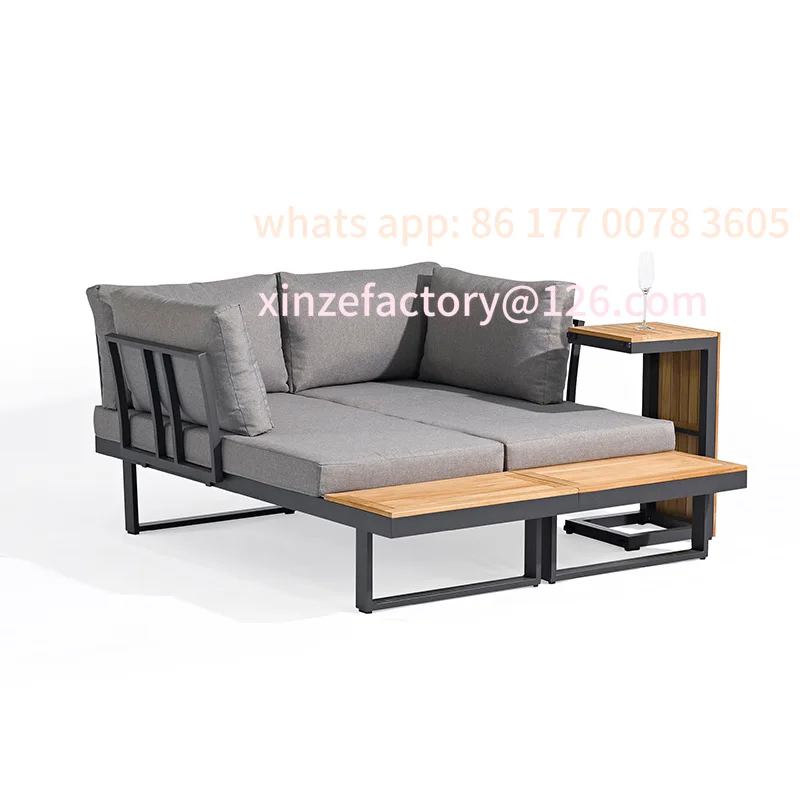 

Customizable outdoor garden leisure acacia wood sofa, simple outdoor sunscreen sofa coffee table combination terrace table and c