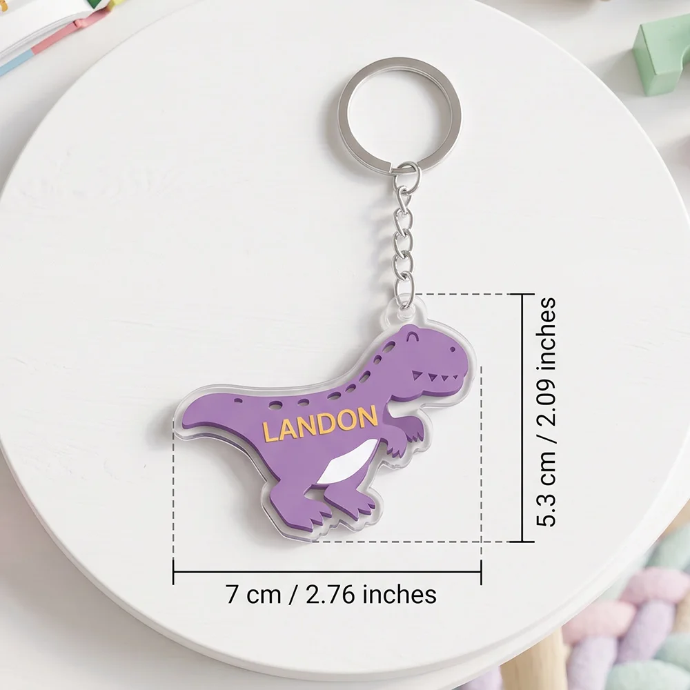 Custom Dinosaur Name Keychain, Personalised Gift for Kids