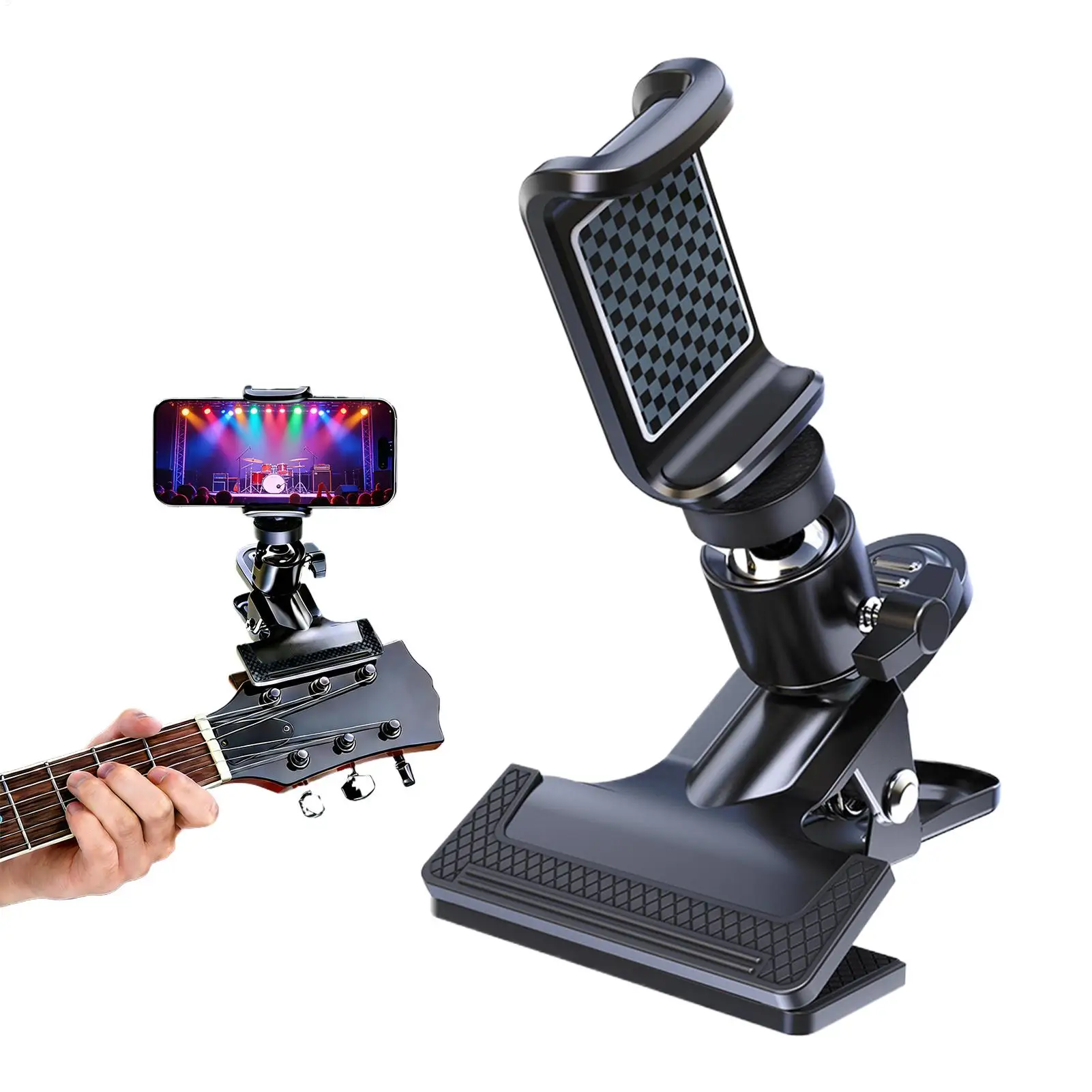 

Phone Holder For Guitar Adjustable Universal Heavy Duty Support Guitar Mount Phone Holder Clamp For Instrument Ukulele Bass