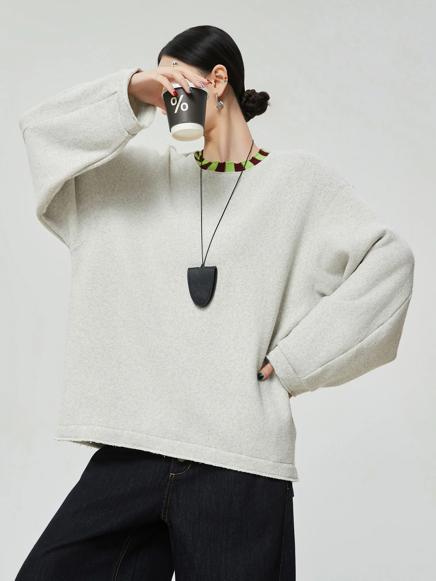 

Женская модная толстовка свободного кроя с длинными рукавами и цветовыми блоками, в корейском стиле, для ранней осени, повседневная, из смесового полиэстера