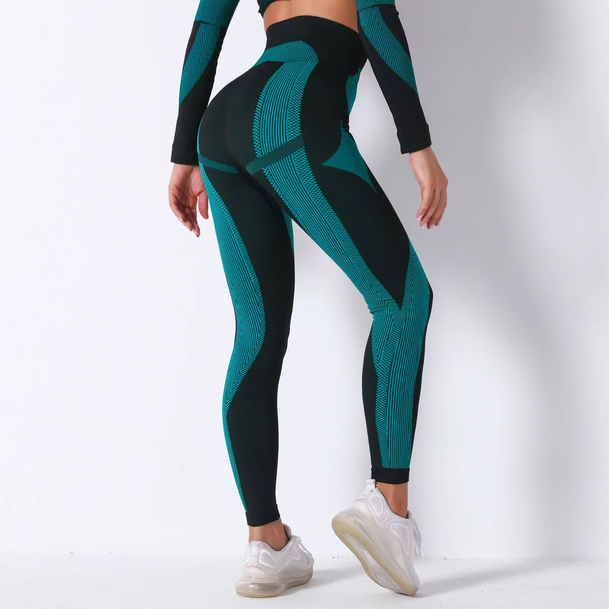 Ausverkaufsartikel Schnelltrocknende Nahtlose Gestreifte Damen Yoga-Hose Sommer Atmungsaktive Lauf- und Fitnesshose Leggings – Detail 5