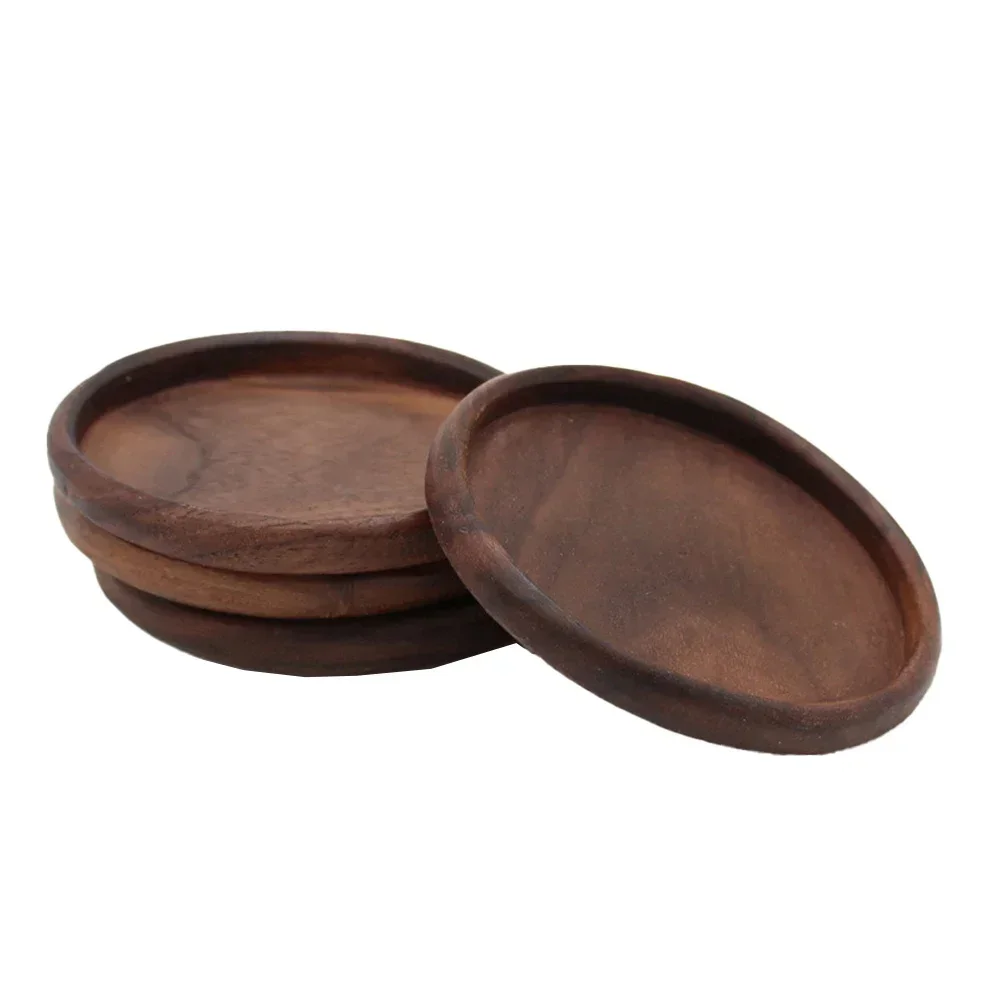 Classic Design Elegant Wood Coasters Luxury Table Coasters Moisture Protection Pure Natural Walnut Scratch Protection