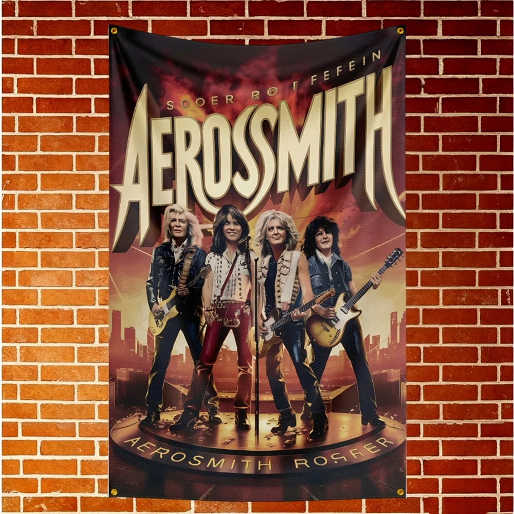 Aerosmith Music Flag Banner For Fan Cave Watch Party Tailgate Gathering Indoor Outdoor Backyard Home Festival Ornament Supply