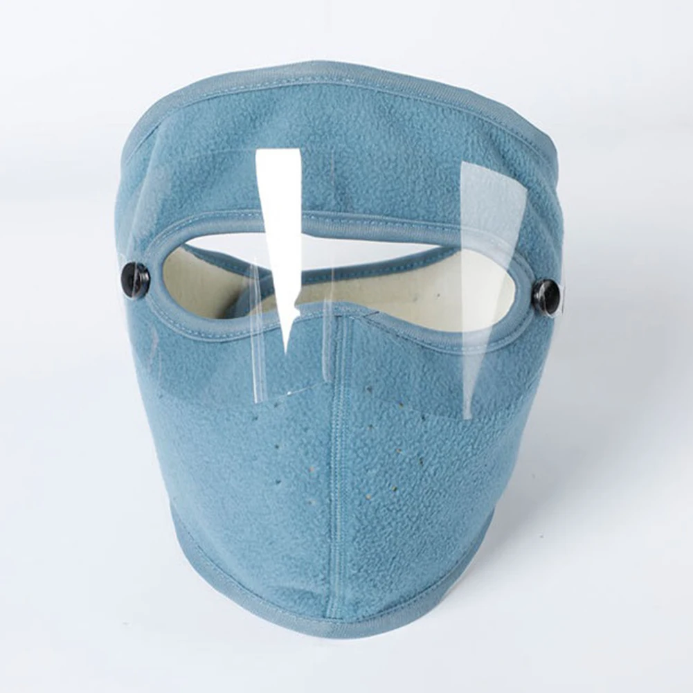 Máscara facial de equitação à prova de vento Balaclava Capa facial de inverno com óculos transparentes Capa forrada de lã à prova de vento para inverno frio