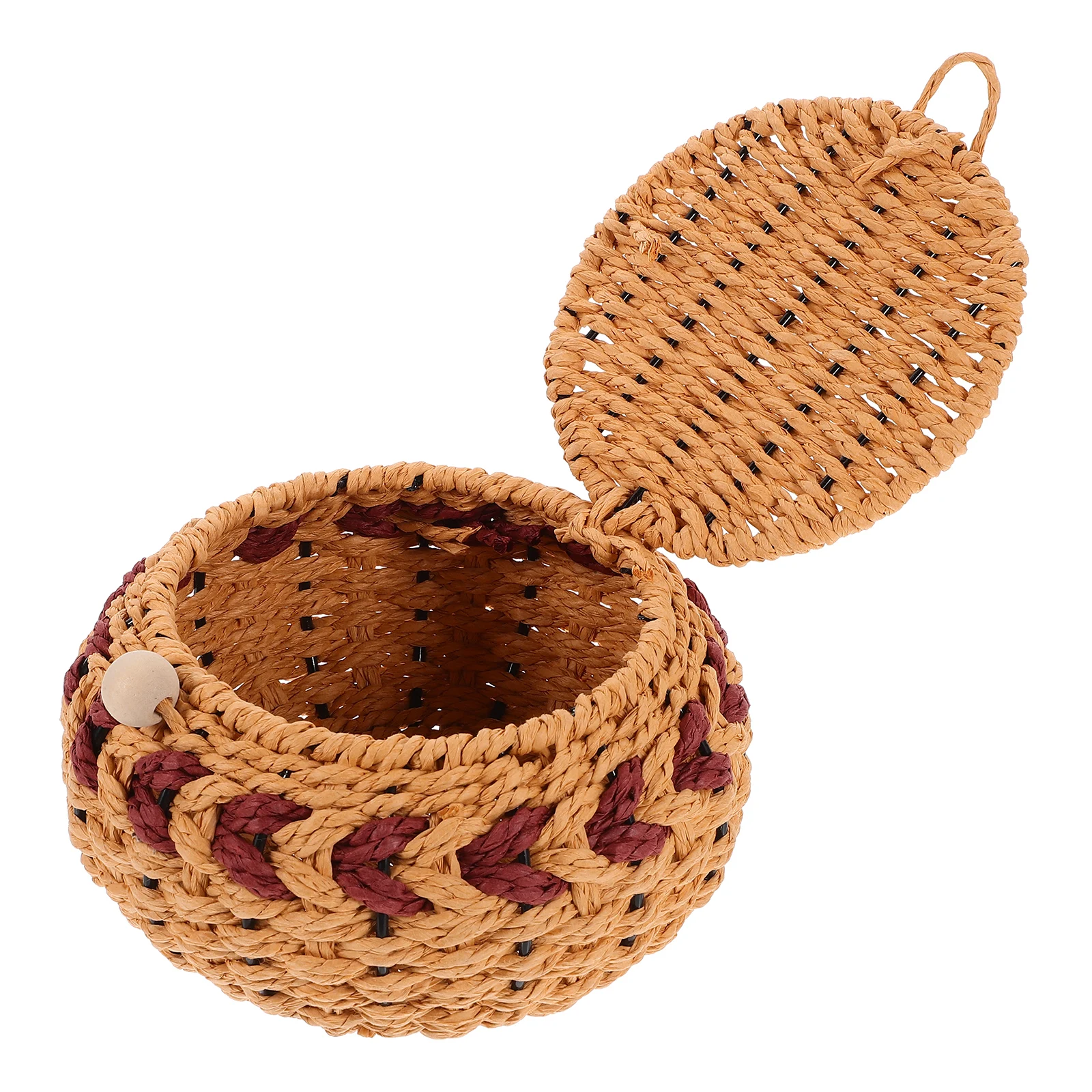 

Chess Pieces Storage Box Woven Rope Design Lid Container Organizer Portable Paper Basket Jar Home Storage Solution