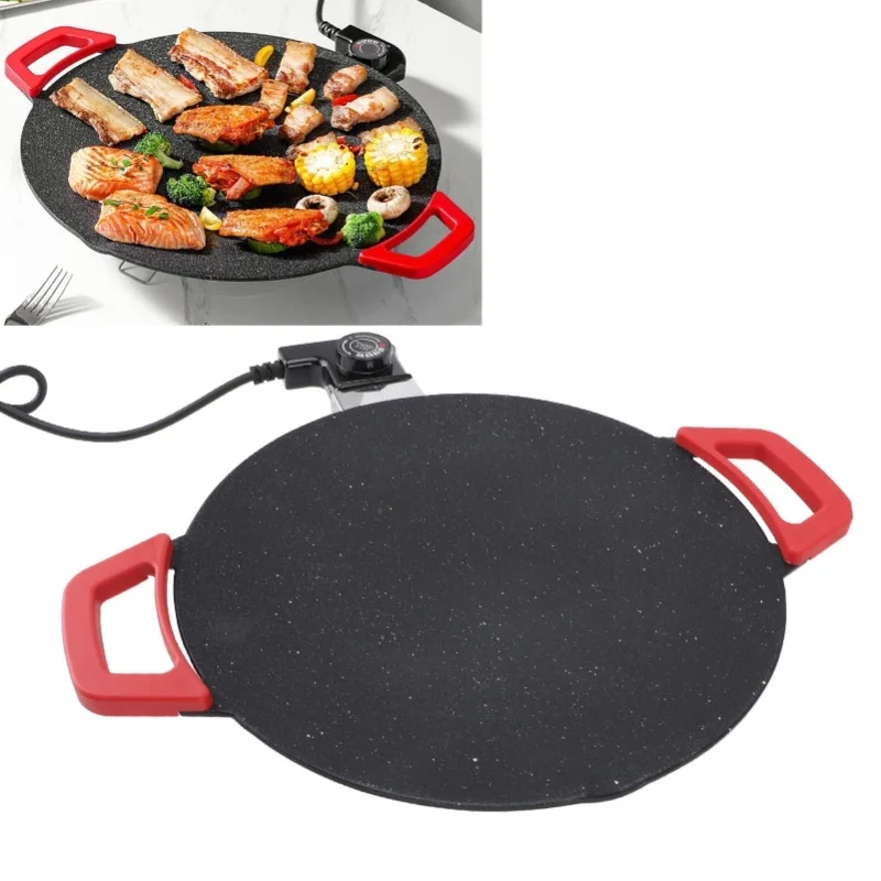 

Электрическая сковорода-гриль 30 см, круглая, с вогнутой поверхностью, антипригарным покрытием, регулировкой температуры, электрическая гриль-плита