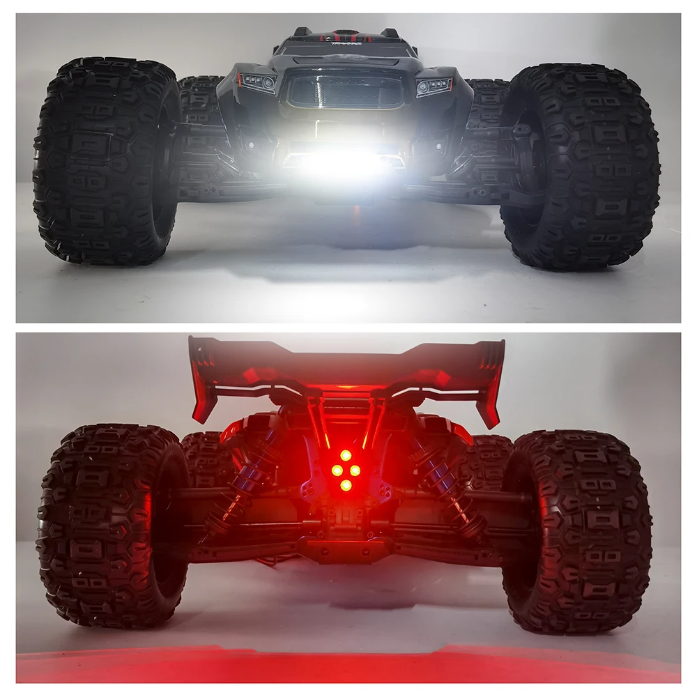 AXSPEED-barra de luz LED delantera y trasera, Kit completo para 1/8 Sledge 4WD Monster Truck, lámpara decorativa para coche, piezas de mejora