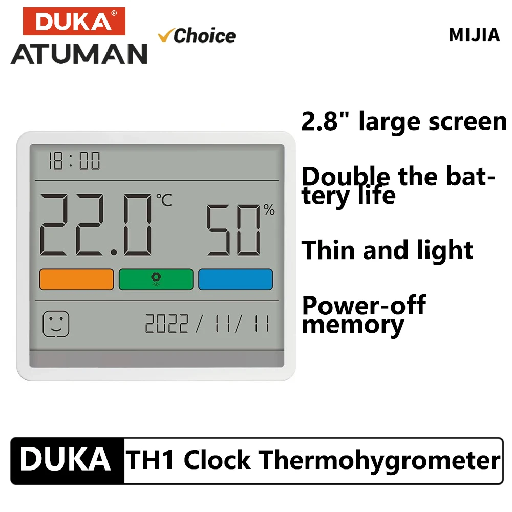 

Новый DUKA Atuman ЖК-электронный цифровой измеритель температуры и влажности, часы для использования в помещении и на открытом воздухе, гигрометр, датчик погоды