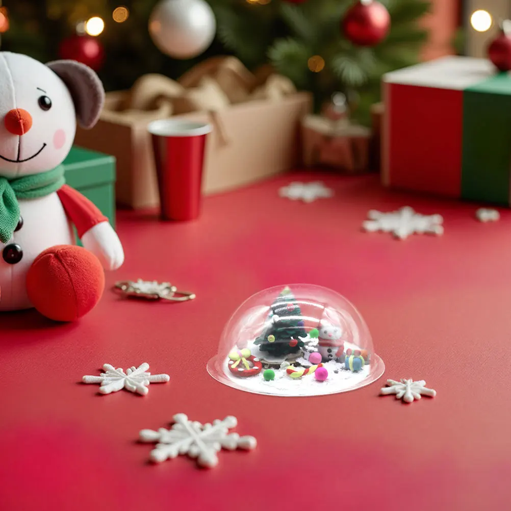 

20pcs Christmas Village Decorations Clear Plastic Ornament Domes Diy Fillable Hemisphere Covers For Holiday Home Party Decor
