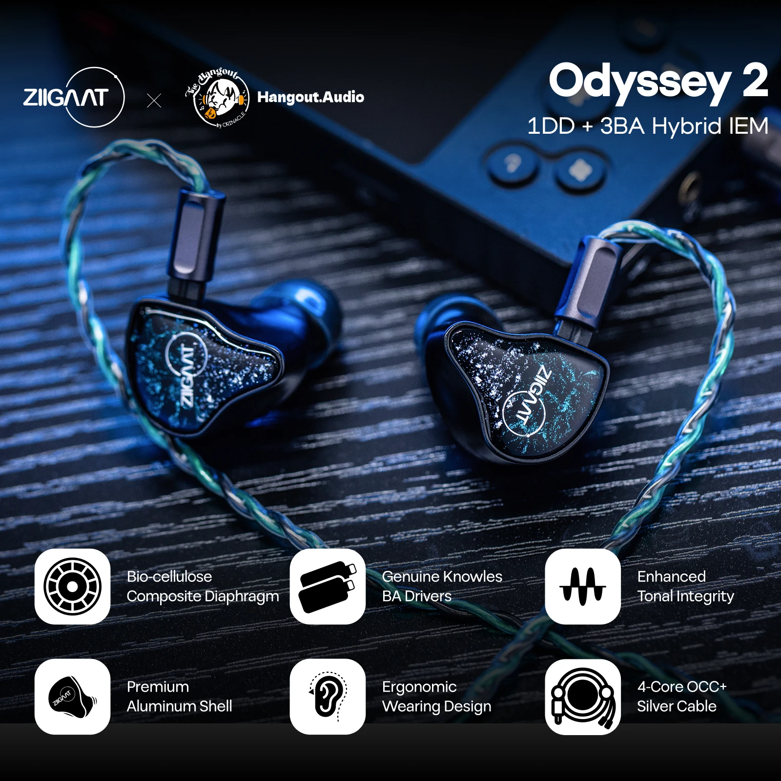 Linsoul ZiiGaat x Hangout.Audio: Odyssey 2 1DD + 3BA Hybrid IEM سماعة مع برامج تشغيل المحرك المتوازن الأصلي من Knowles #3