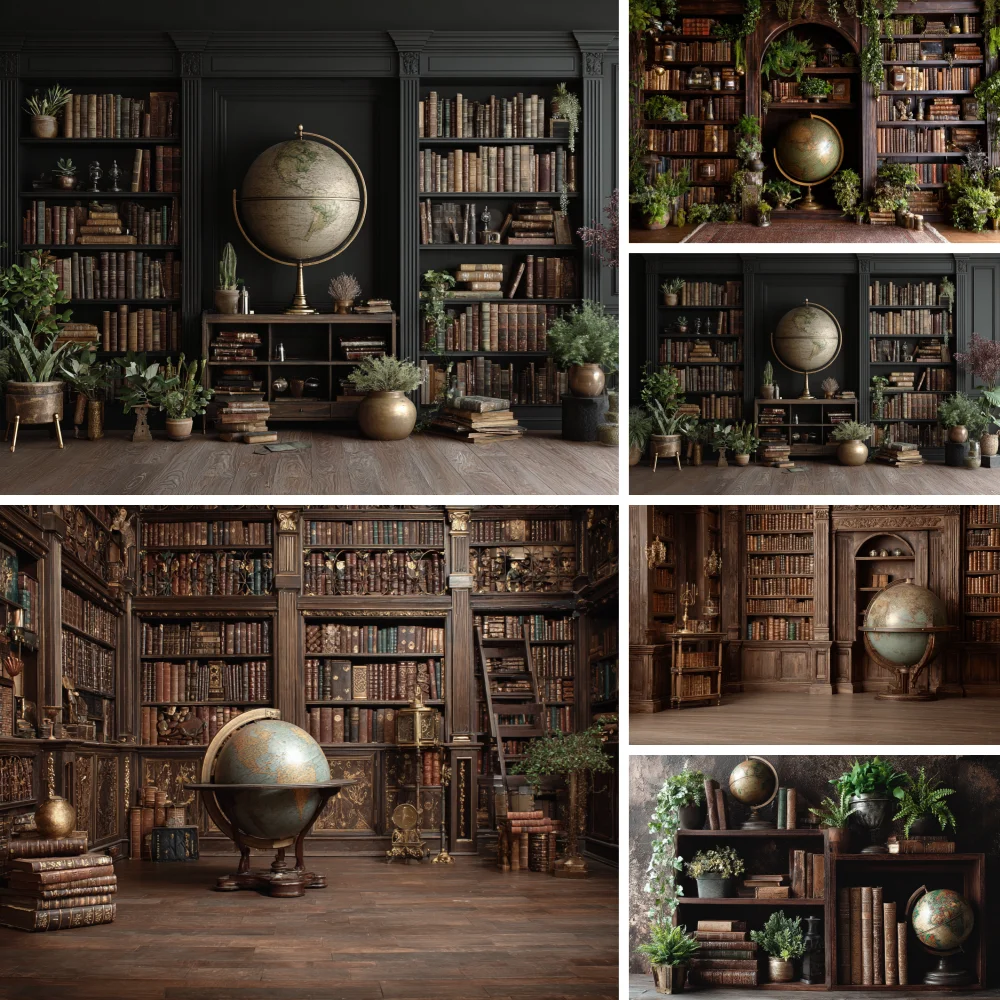 Bookshelf Photo Background Bookstore Decors Children Student Portrait Birthday Party Photography Backdrop Studio Banner