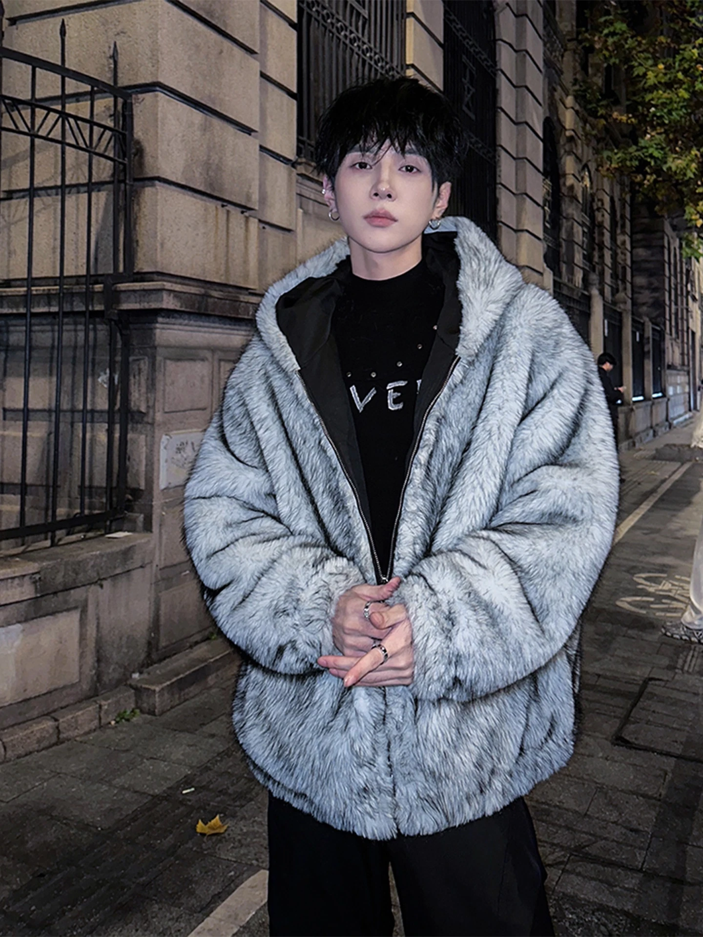 

Double-Sided Wear American Retro Mink Fur Coat Hooded Cotton Winter Jaet Men Women Sle Thiened Batwing Sve Zipper Cl...