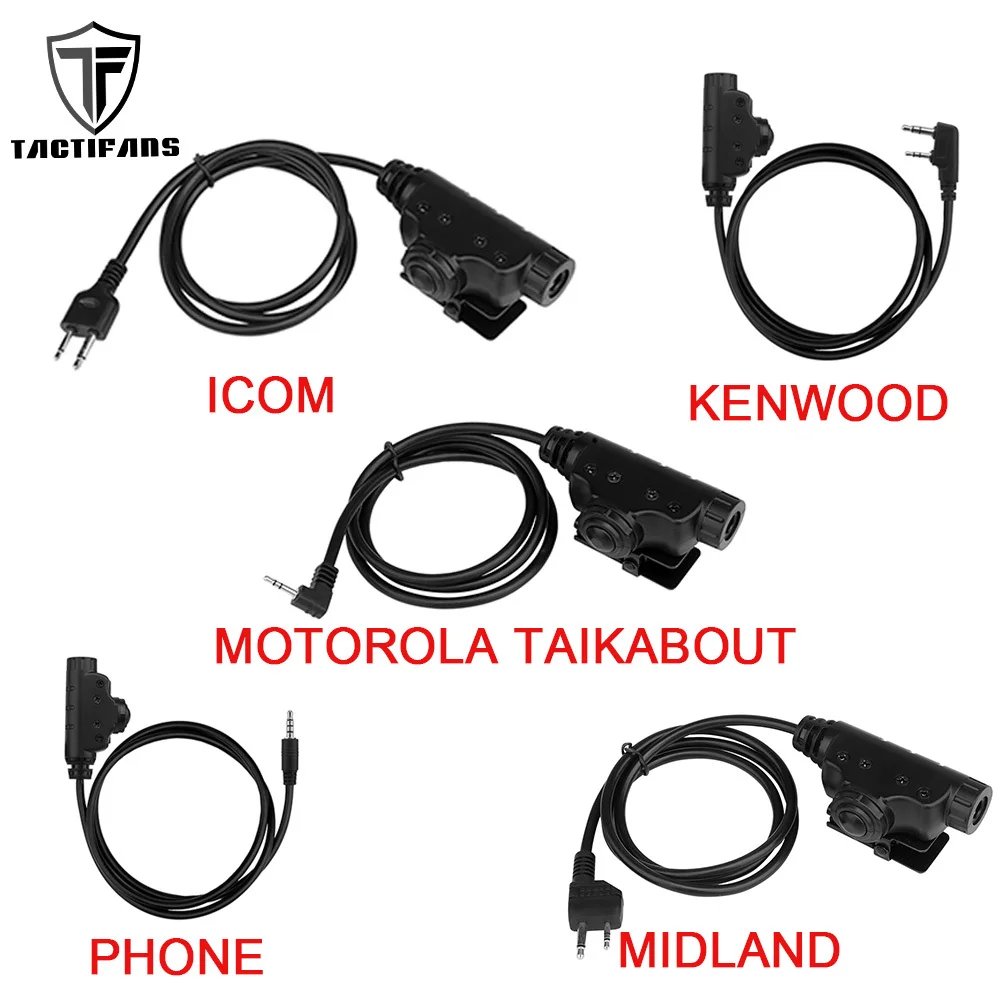 Adattatore per auricolare tattico PTT U94 V2 per Icom / Kenwood / Midland / Motorola Talkabout/auricolare per cellulare spina U174