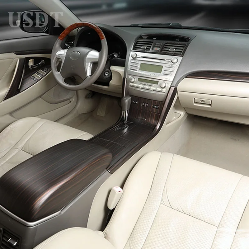 Dla TOYOTA Camry 6 2011 2010 2009 2008 2006 Czarne złoto Drewno Naklejka ochronna na podłokietnik centralnego panelu sterowania