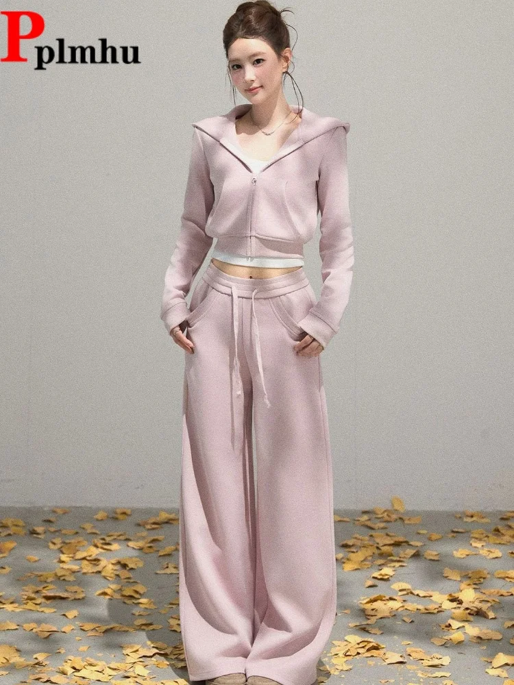 

Комплект из 2 предметов: женская повседневная короткая куртка с капюшоном и длинными рукавами в корейском стиле, брюки с высокой талией на шнуровке