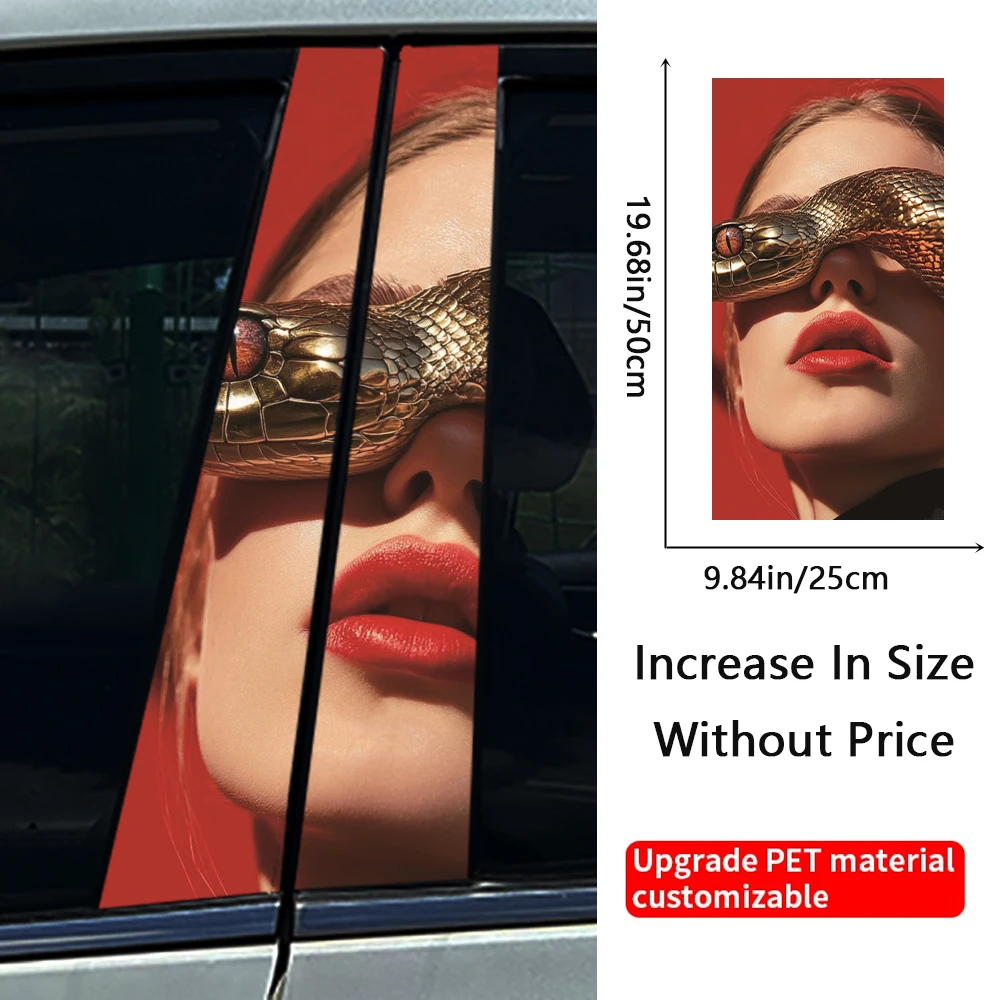Miss Lady Beauty งู Auto B-pillar สติ๊กเกอร์กลางรถคอลัมน์ตกแต่งรอยขีดข่วนสติ๊กเกอร์กันน้ํารถอุปกรณ์เสริม