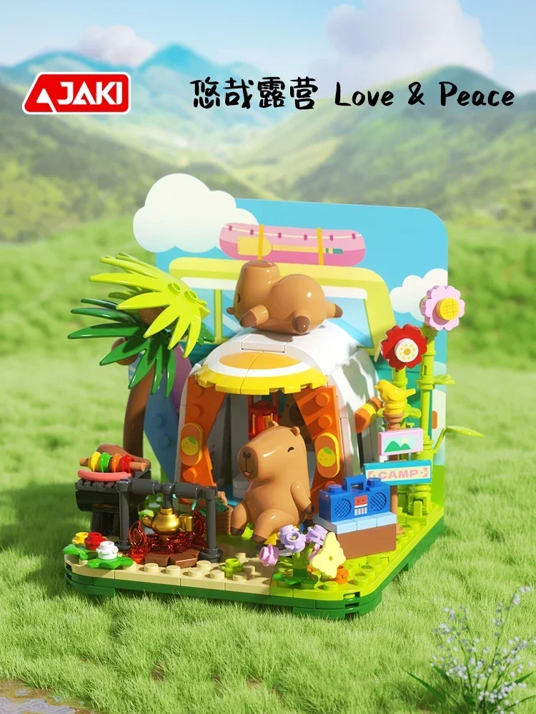 كابيبارا اللبنات البسيطة سوبر تاون سطح المكتب الديكور لغز تجميع نموذج اللعب هدايا عيد ميلاد للبنين والبنات #6