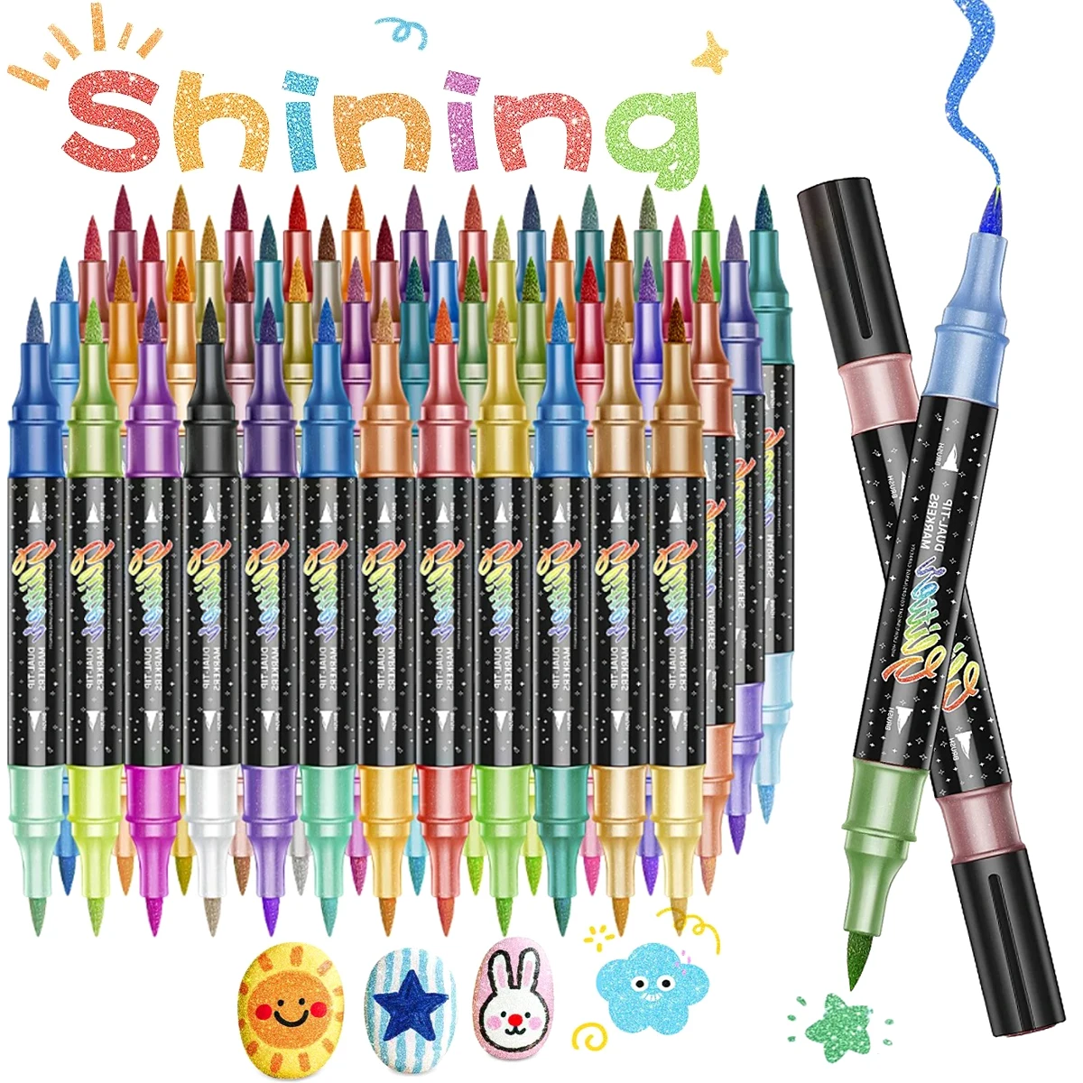 

96-цветный набор блестящих маркеров с двойным наконечником, акриловые ручки, маркеры, маркеры с наконечником кисти для рисования и изготовления карт своими руками