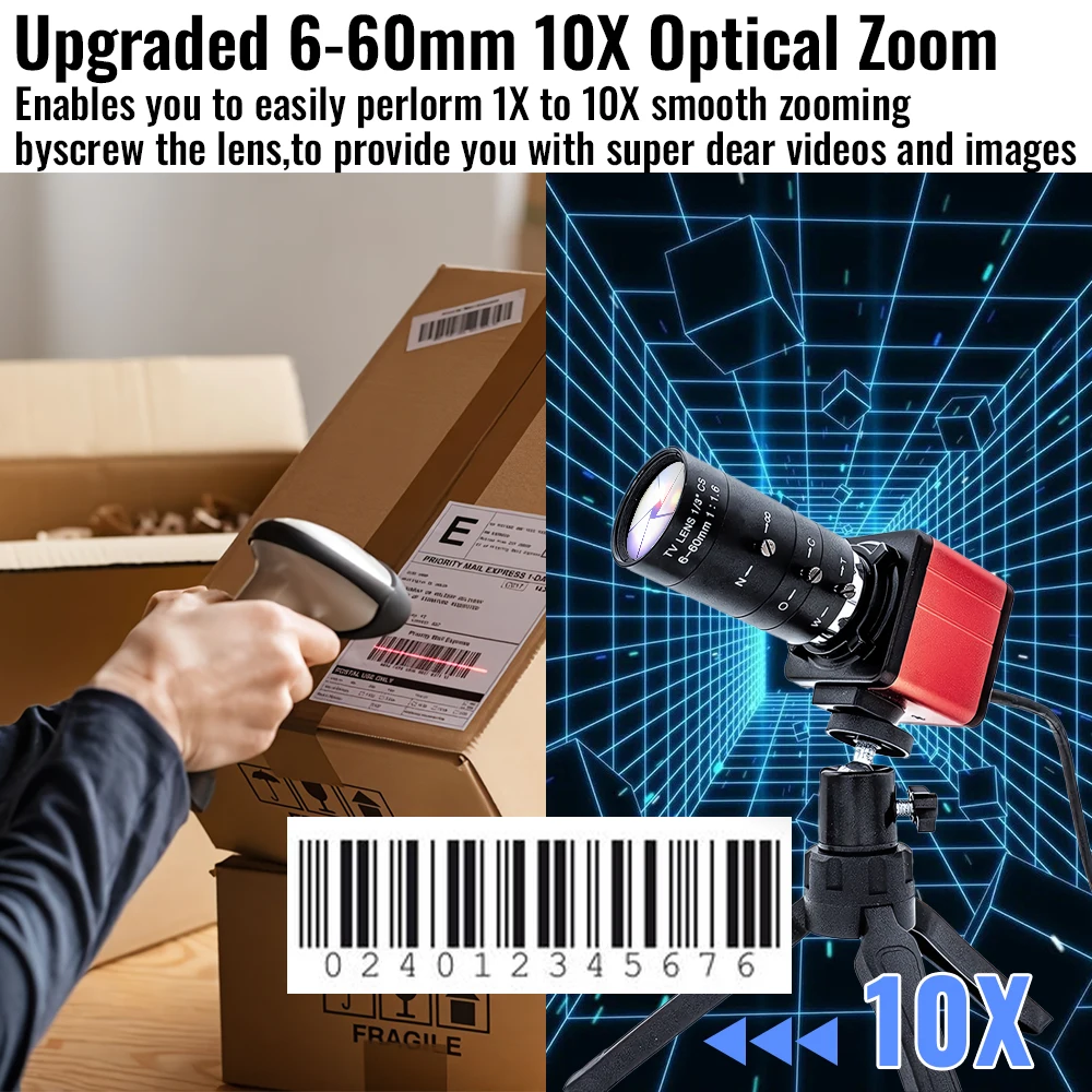 WGWK 1080P 90FPS Global Shotter USB Camera High Frame AR0234 Industrial Metal Box Manual Zoom Lens Without Blur Mini Webcam