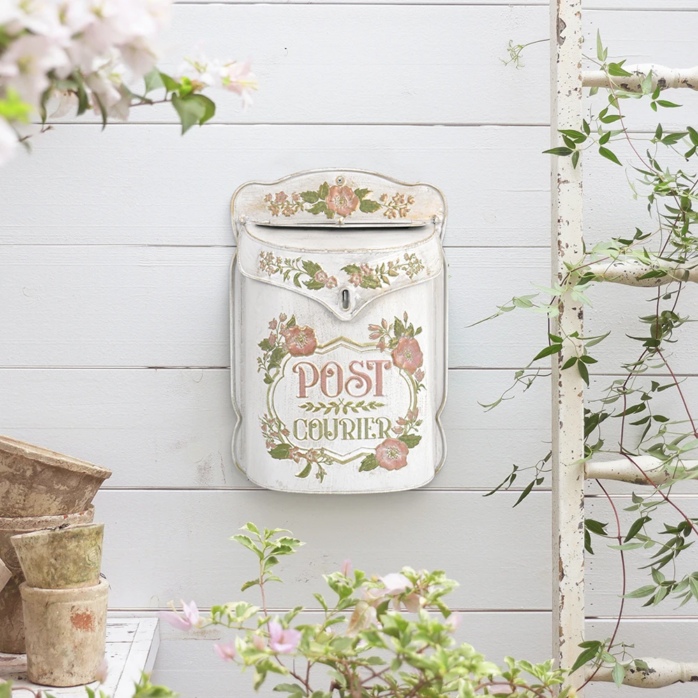 European retro wrought iron mailbox creative home suggestion box wall decoration storage box outdoor garden wall decoration orna