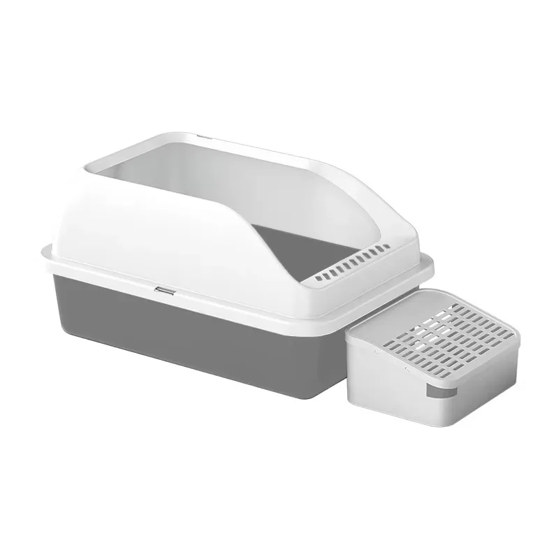 

Extra Large Semi-Enclosed Plastic Cat Litter Box with Easy Clean Lid Metal Litter Toilet Cat Litter Box for Big Cats