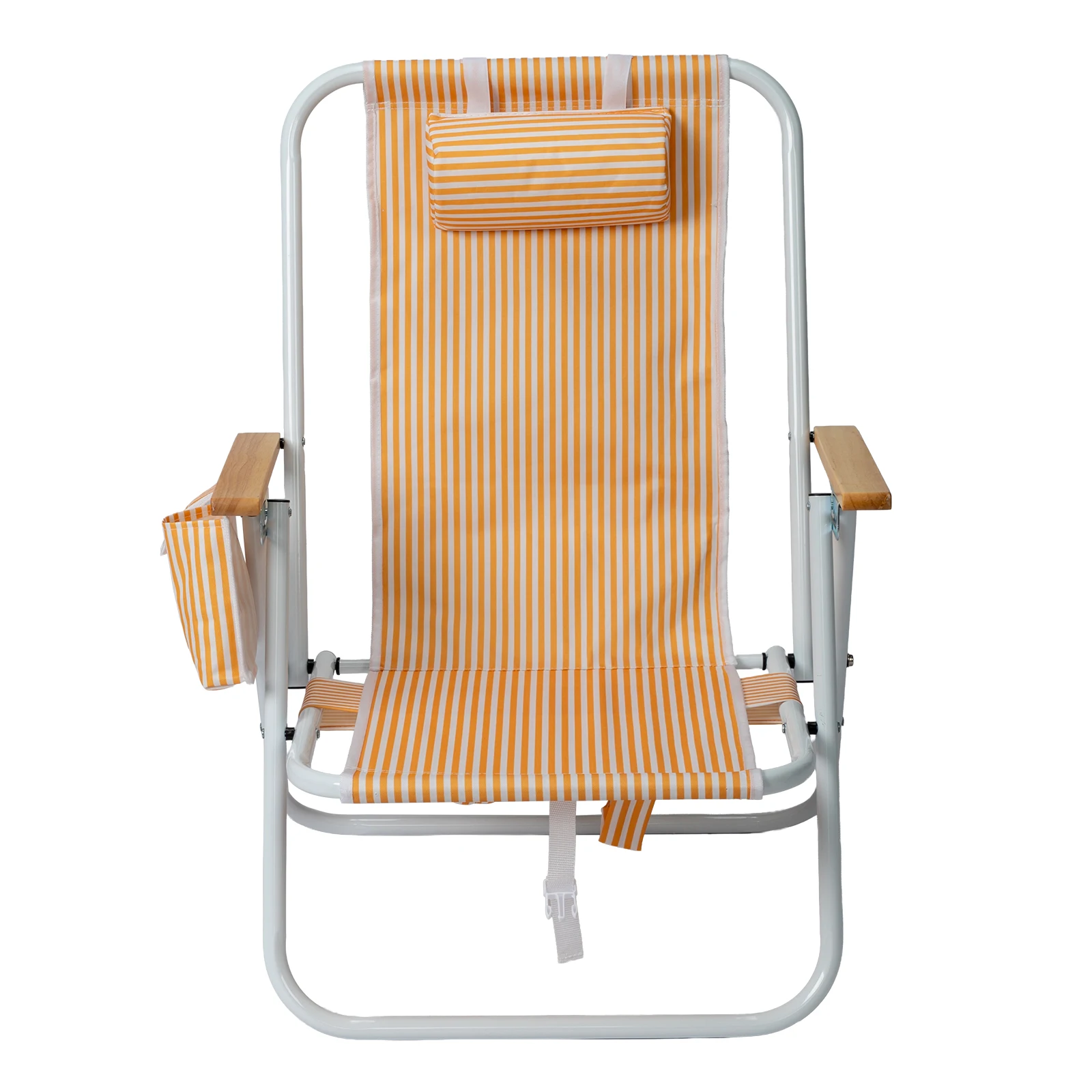 Aluminum Beach Chair 1Pcs Orange White Vertical Stripe,4‑Position Adjustable Cross Oxford Cloth With Crossbar  For Outdoor